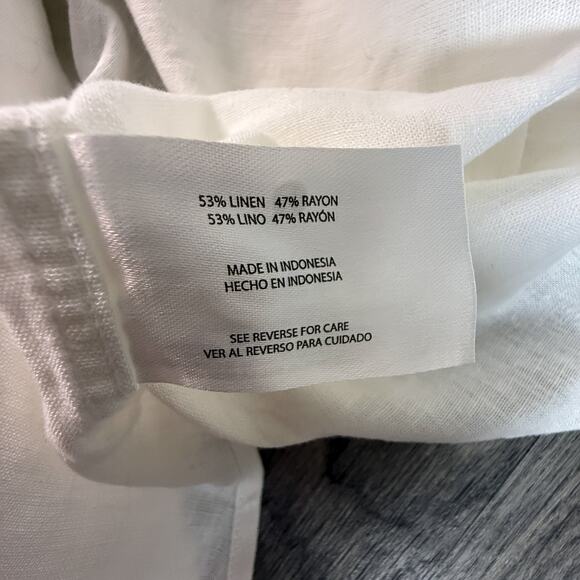 GAP Men’s Long-Sleeve White Linen Rayon Blend Button-Up Shirt NWT (L) - Picture 5 of 6